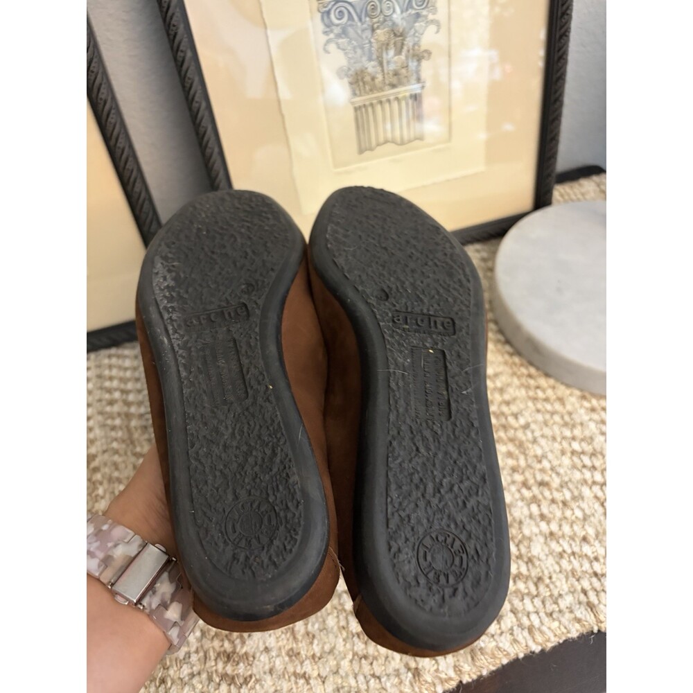 ARCHE France WOMENS Chocolate Brown Ballet Flats SZ 38 Rubber Sole Quiet Luxury - Picture 5 of 5